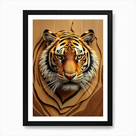 Tiger Head Wood Style Affiche