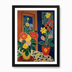 Table With Flowers Style Henri Matisse 3 Art Print