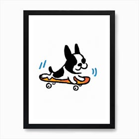 Funny Pug On A Skateboard Art Print