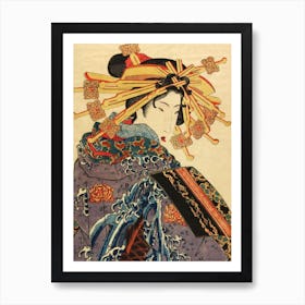 Lady In A Purple Kimono, Keisai Eisen Art Print