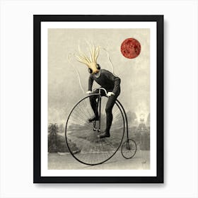 Octopus On A Bicycle Art Print