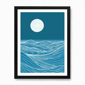 Moon Over The Ocean 4 Art Print