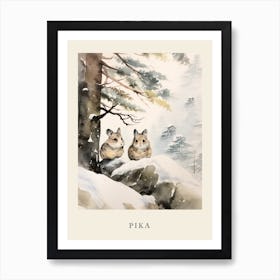 Winter Watercolour Pika 1 Poster Art Print