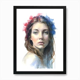 Watercolor Portrait Of A Woman Art Print