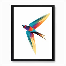 Colourful Geometric Bird Chimney Swift Art Print