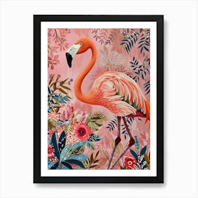 Floral Animal Painting Flamingo 1 Art Print