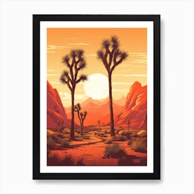  Retro Illustration Of A Joshua Trees At Dawn In Desert 7 Art Print