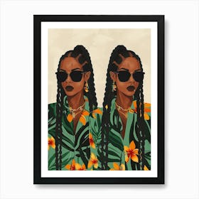 Two African Women With Braids Art Print