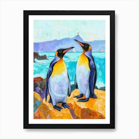 King Penguin Paradise Harbor Colour Block Painting 2 Art Print