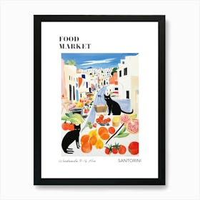 The Food Market In Santorini 2 Illustration Poster Art Print