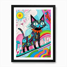 Psychedelic Cat 1 Art Print