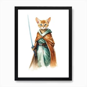 Abyssinian Cat As A Jedi 3 Art Print
