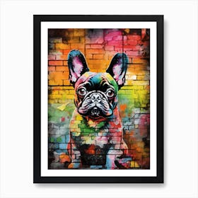 Aesthetic French Bulldog Dog Puppy Brick Wall Graffiti Artwork Art Print