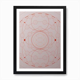 Geometric Abstract Glyph Circle Array in Tomato Red n.0062 Art Print