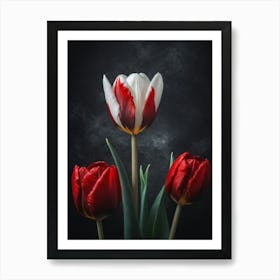 Two Red And White Flowers Art Print