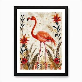 Greater Flamingo And Heliconia Boho Print 4 Poster