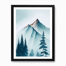 Mountain And Forest In Minimalist Watercolor Vertical Composition 32 Art Print