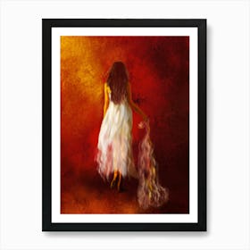 Woman In A White Dress Art Print