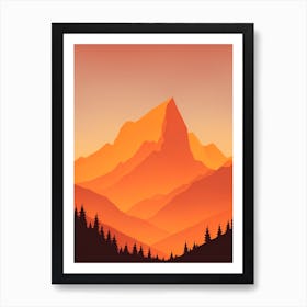 Misty Mountains Vertical Composition In Orange Tone 326 Art Print