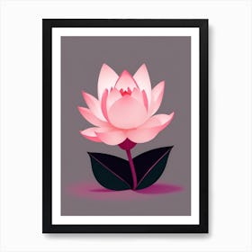 A Pink Lotus In Minimalist Style Vertical Composition 39 Art Print