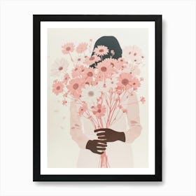 Spring Girl With Pink Flowers 5 Art Print