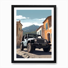 A Jeep Wrangler In French Riviera Car Illustration 1 Art Print