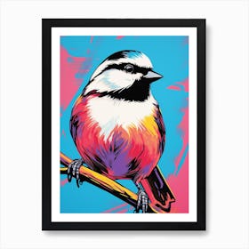 Andy Warhol Style Bird Carolina Chickadee 1 Art Print