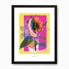 Sunflower 1 Neon Flower Collage Poster Art Print