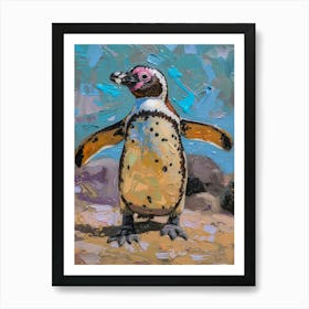 Galapagos Penguin Saunders Island Colour Block Painting 3 Art Print