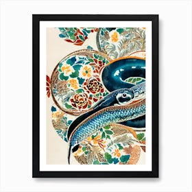 Eel Vintage Graphic Watercolour Art Print