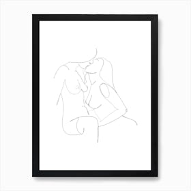 Two Nudes Kissing Art Print