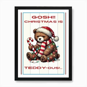 Funny Holiday Bear Art Print