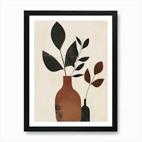 Vases And Leaves 5 Art Print