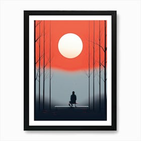 Sunset In The Woods, Loneliness Art Print