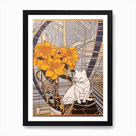 Magnolia With A Cat 4 Abstract Expressionist Art Print