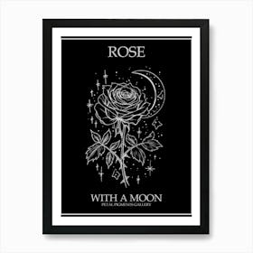 Rose With A Moon Line Drawing 4 Poster Inverted Art Print