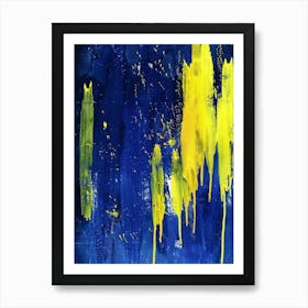 Blue And Yellow Abstract Painting 5 Art Print