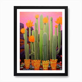 Mexican Style Cactus Illustration Ladyfinger Cactus 2 Art Print