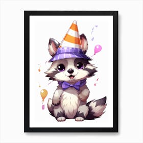 Cute Kawaii Cartoon Raccoon 27 Art Print