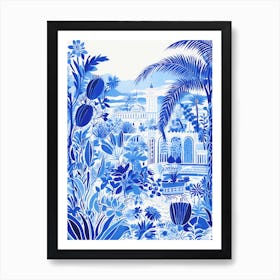 Jardin Majorelle Morocco Modern Blue Illustration 2 Art Print