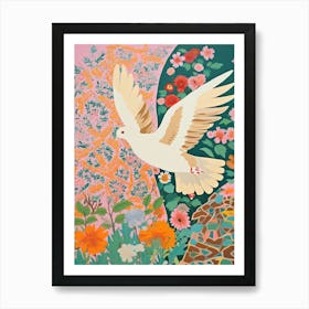 Maximalist Bird Painting Dove 1 Art Print