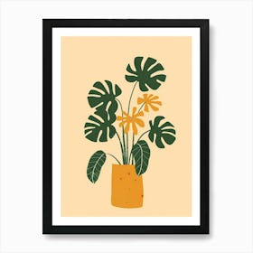 Swiss Cheese Plant Minimalist Illustration 7 Art Print