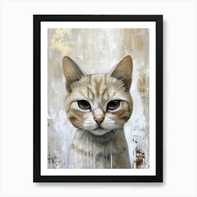 White Cat Paint Splat Portrait Art Print