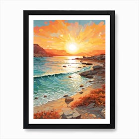 A Vibrant Painting Of Elafonisi Beach Crete Greece 1 Art Print