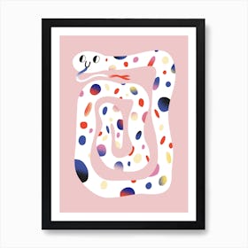 Happy Snake Pink Art Print