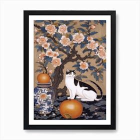 Magnolia With A Cat 4 William Morris Style Art Print