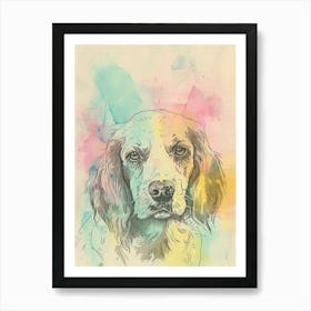 Pastel Springer Spaniel Dog Pastel Line Illustration  1 Art Print