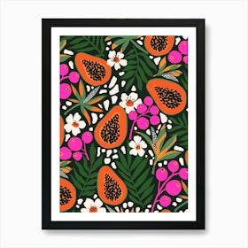 Into The Garden - Tropical Fruit Papaya Pattern Art Print