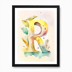 R  Letter, Alphabet Storybook Watercolour 2 Art Print