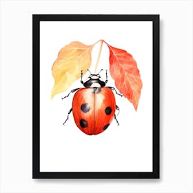 Ladybug Watercolour In Autumn Colours 1 Art Print